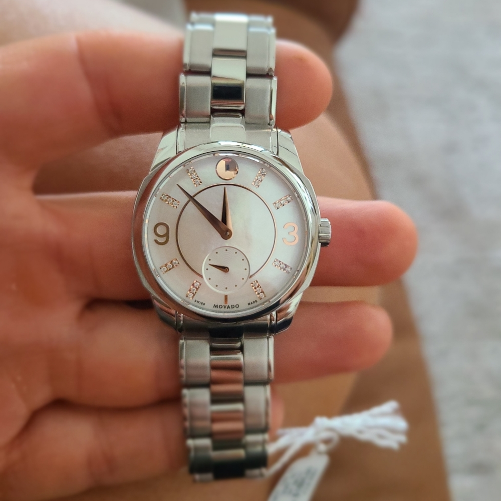 Movado Women's 0606619 Diamond LX White Mother-Of-Pearl Dial Watch